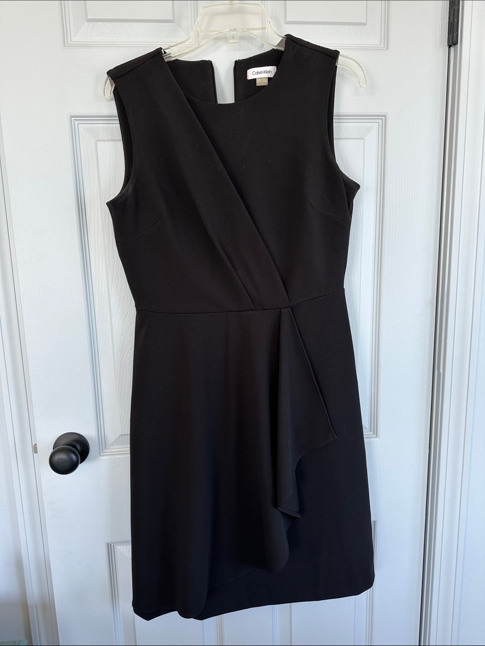 Calvin Klein Black Sleeveless Draped Midi Dress